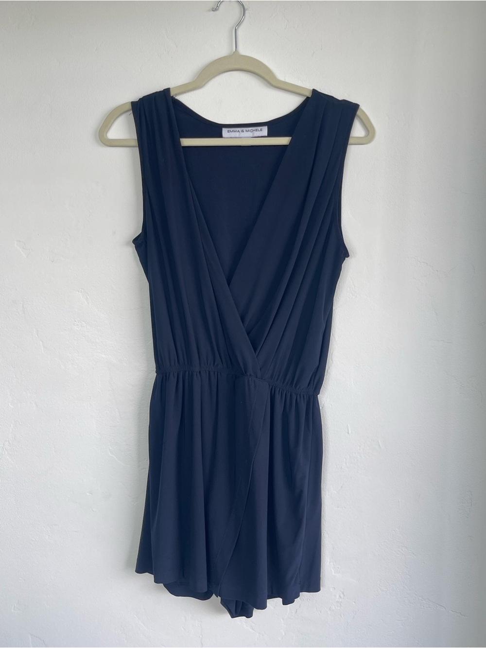 Emma & Michele Navy Sleeveless Wrap Mini Dress Romper